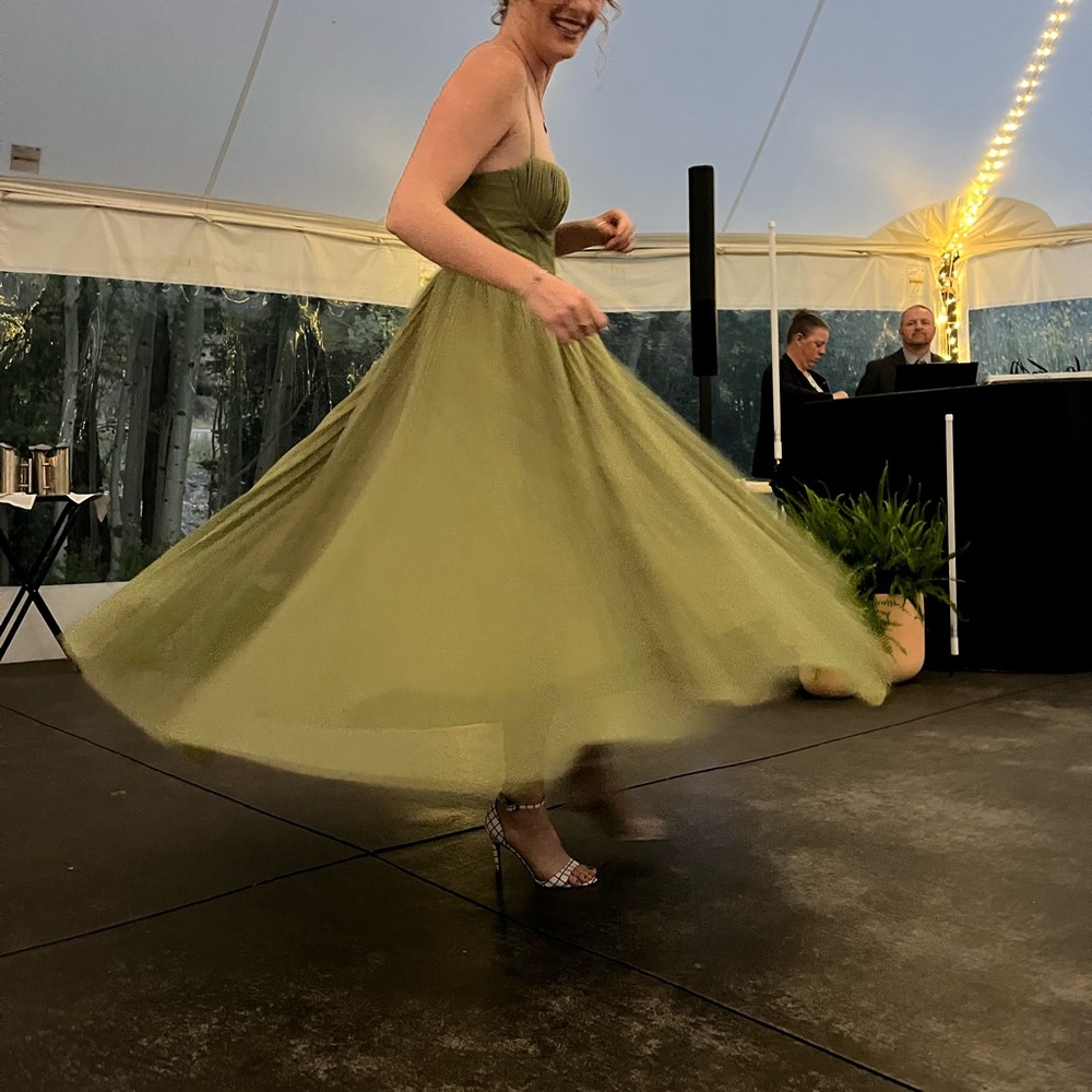 Hutch Olive Strapless Pleated Gown - Picture 5 of 9